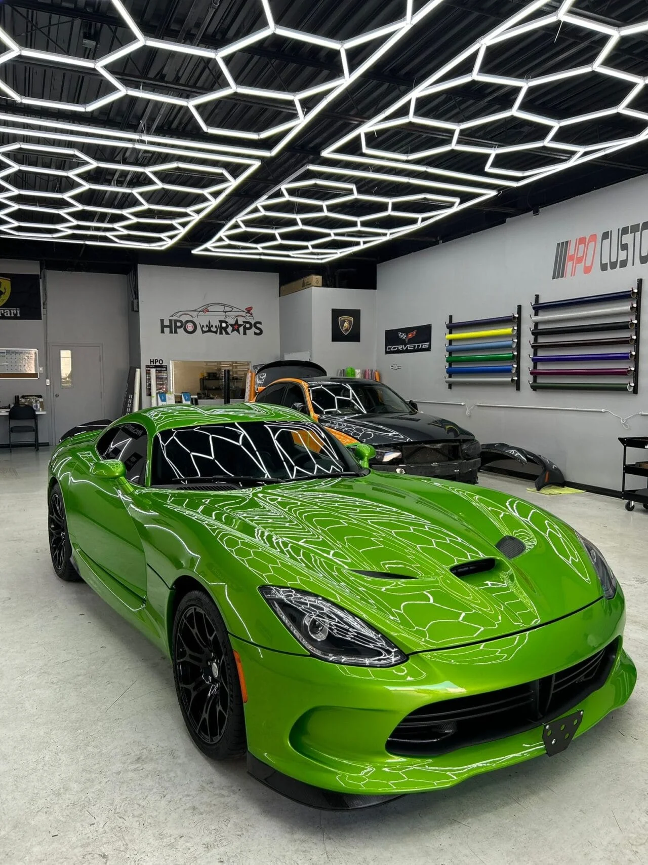 Black BMW with geometric pattern